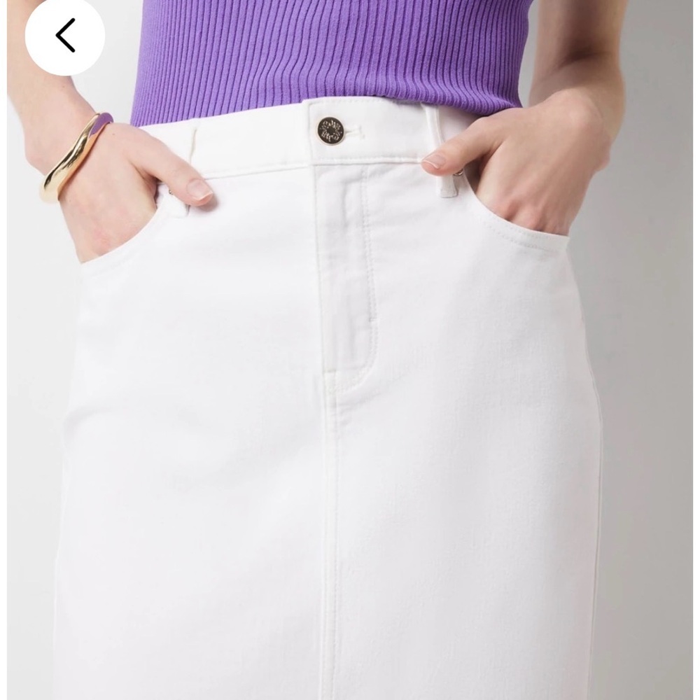 NWT Classic White Denim Maxi Pencil Skirt with Front Slit - Picture 3 of 5